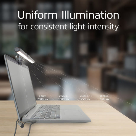 Act Connectivity Dimmbare, ansteckbare LED-Lichtleiste für Laptops (schwarz, USB-betrieben, 3000 K–6500 K)