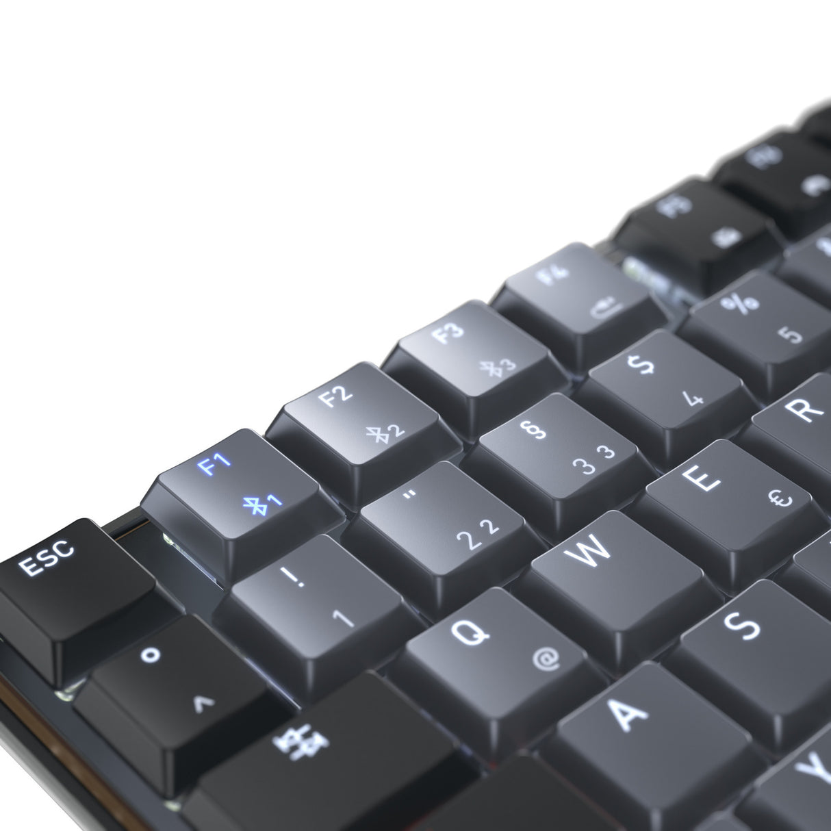 Cherry KW 550 MX LP, Tastatur (Schwarz, US-Layout, MX Low Profile 2.0 Elfenbein, 96 %, weiße LED, PBT-Tastenkappen)