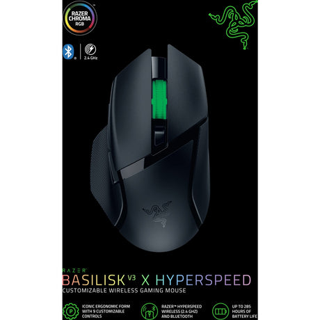 Razer Basilisk v3 x Hyperspeed Gaming-Maus (schwarz, 400–18000 dpi, Hyperspeed Wireless, Bluetooth)