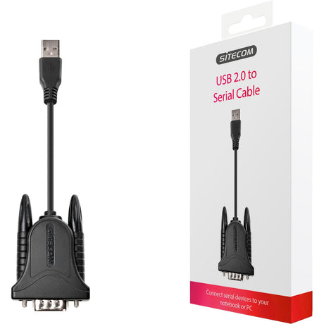 Sitecom USB > serielles Kabel 0,6 m USB-Adapter (Schwarz Silber, CN-104, Einzelhandel)