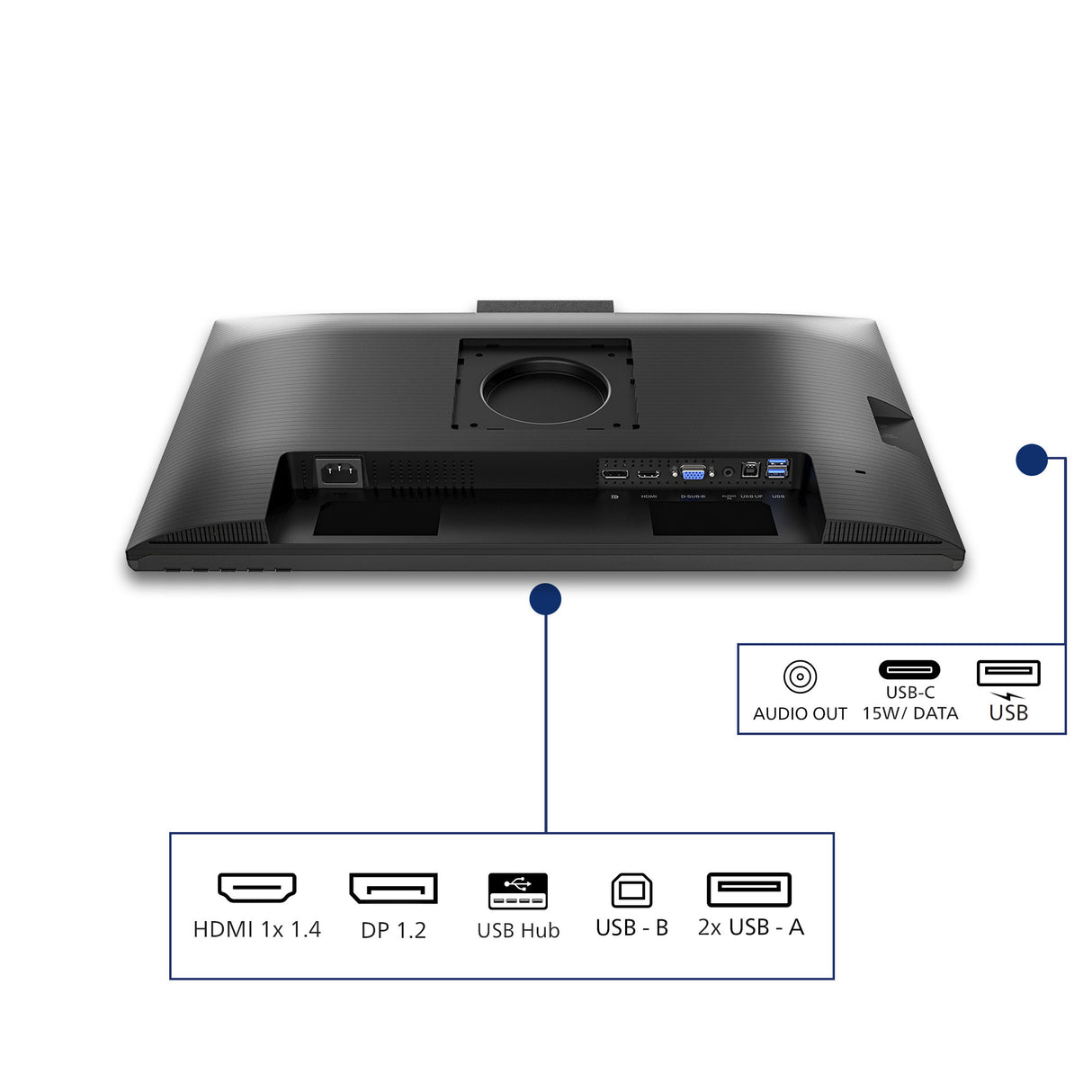 Philips 24b2n3200jh 00 23.8 monitor (zwart, vga, hdmi, displayport, usb-c, webcam, 120 hz)
