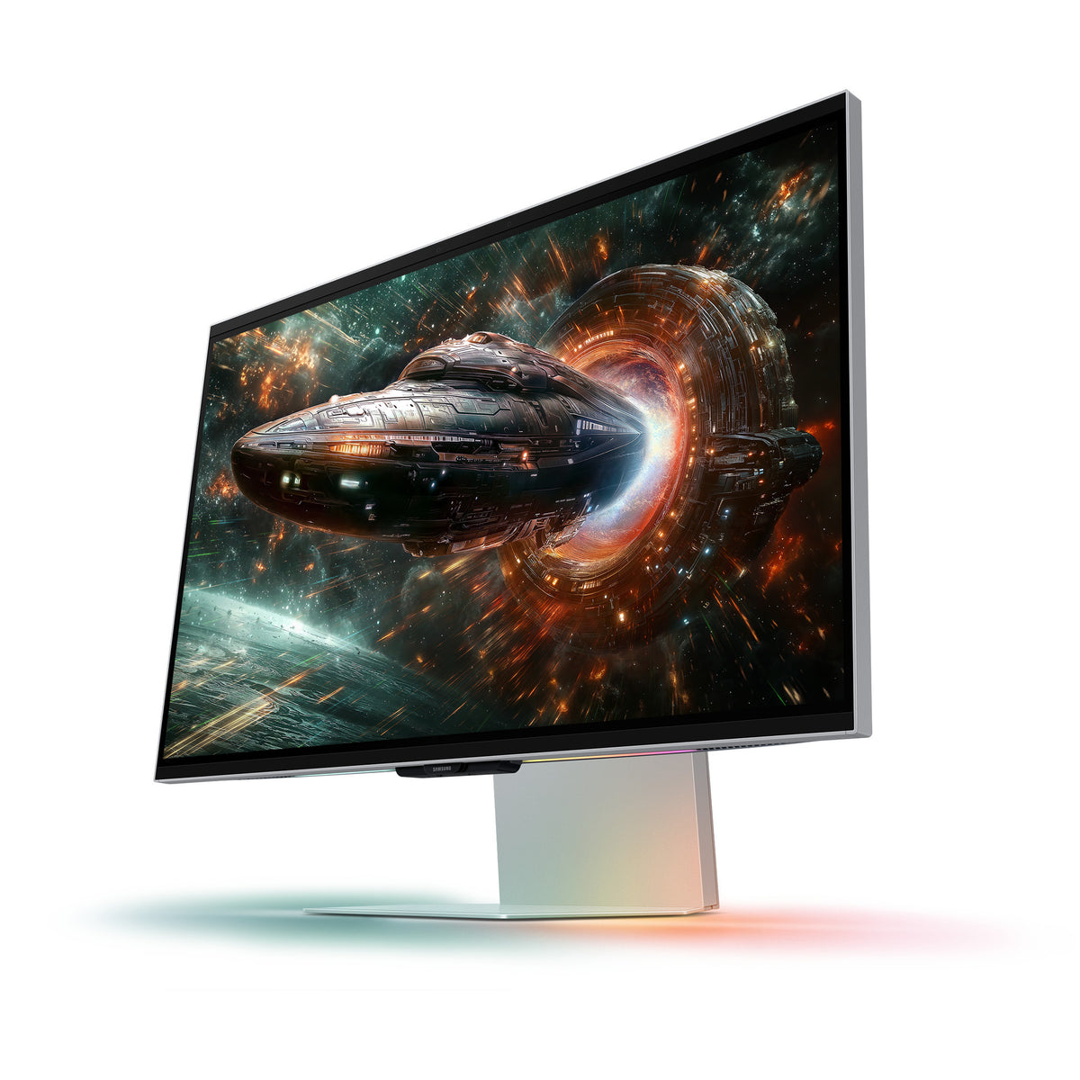 Samsung Odyssey 3D G90XF 27 4K UHD Gaming-Monitor (Silber, 2x HDMI, DisplayPort, 2x USB-A, USB-B, 165 Hz)