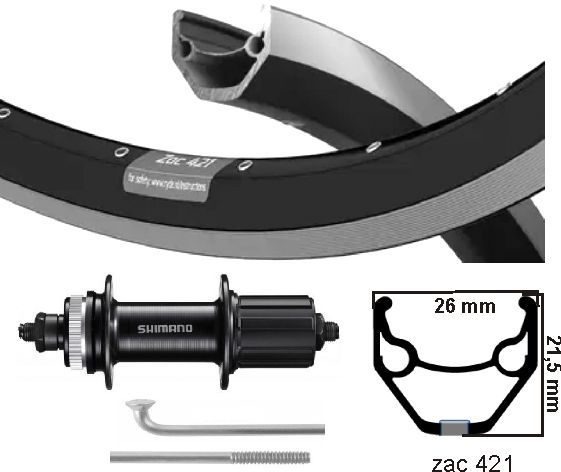 KGS Roue arrière 28 pouces (622) ZAC421 SW Zi Cassette Centerl 8-10 Speed