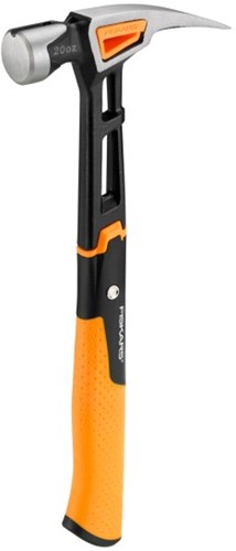 Fiskars Isocore – Zimmermannshammer – L – stoßdämpfend – magnetischer Nagelhalter