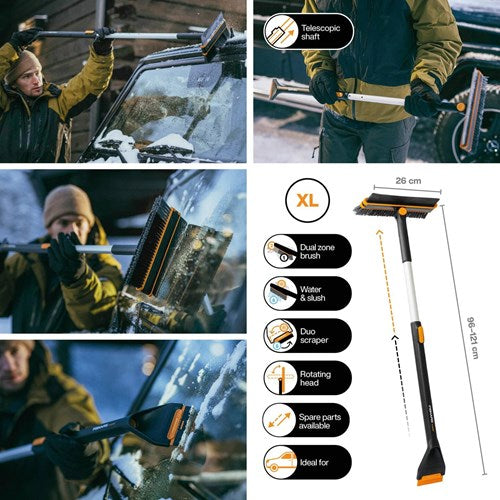 Fiskars X-Series Teleskop- und rotierende Schneebürste und Eiskratzer für das Auto – 1078492