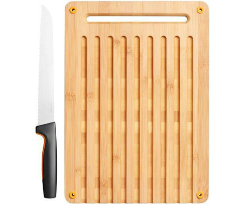 Fiskars Funktional Form Set Bambus Brot Schneidebrett und Messer