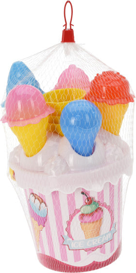 Kostenloser und einfacher Strandeimer mit Eiscreme, 11-teilig, rosa