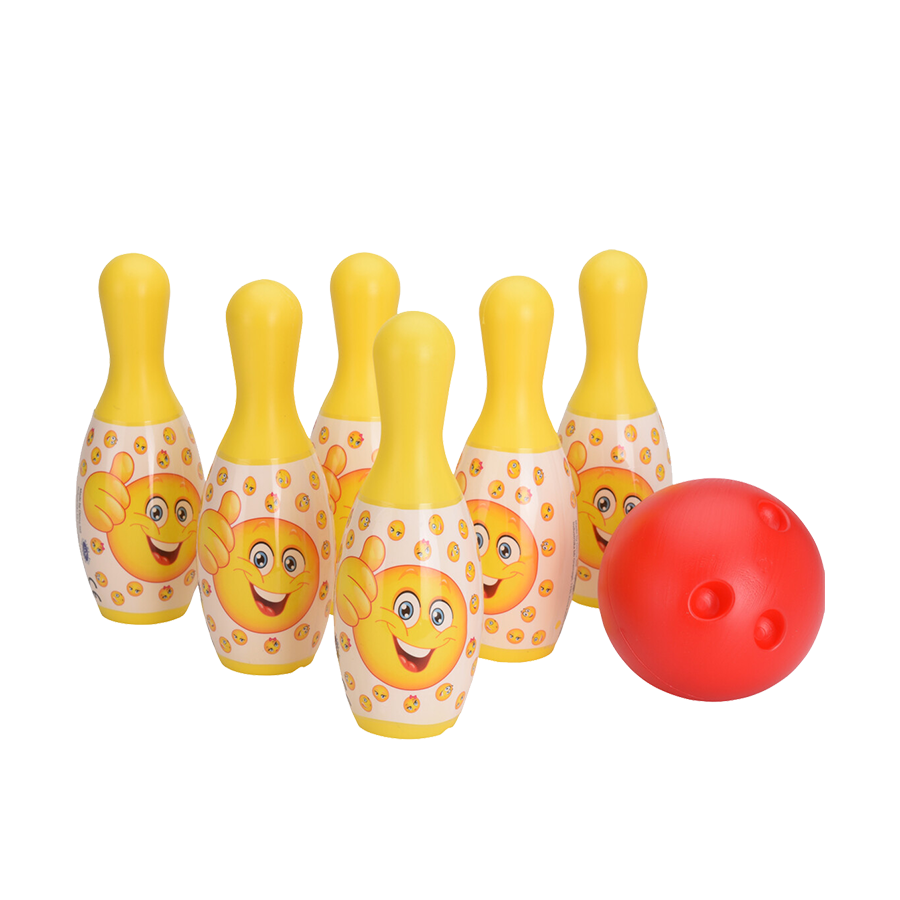 Bongers Spielzeugfreies und einfaches Bowlingset mit lustigen Gesichtern, 7-teilig
