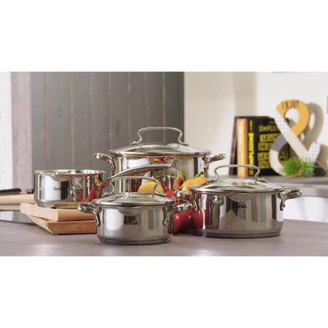 Tefal Duetto+ 4-teiliges Kochset aus Edelstahl, Kochtopf 16 cm und Töpfe mit 16, 20 und 24 cm, geeignet für alle Herdarten.