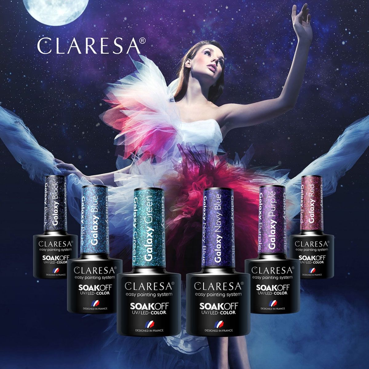 Claresa UV-LED-Gel-Nagellack, 5 ml, Galaxy Blue