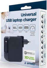 Enzo Gembird USB-C-Schnellladegerät, Laptop-Netzteil, 60 W, USB + USB-C, Schwarz – 9550195