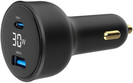 Enzo Gembird USB + USB-C Autoladegerät | 30w | schwarz | Status-LCD - 9540114