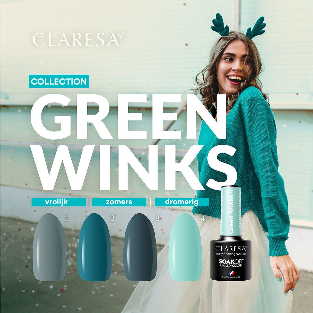 Claresa UV-LED-Gel-Nagellack, 5 ml, Green Winks 2