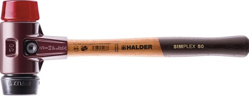 Halder Kunststoffhammer | Länge 300 mm Kopf d. 30mm | mittelhartes Hartholz | Gummi schwarz Kunststoff rot | 1 Stück - 3026.030 - 3026.030