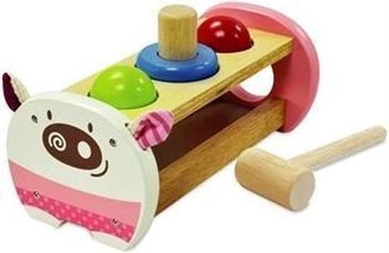 Bongers Spielzeug-Hammerbank mit 2 Bällen und 1 Stab in Form eines Schweins