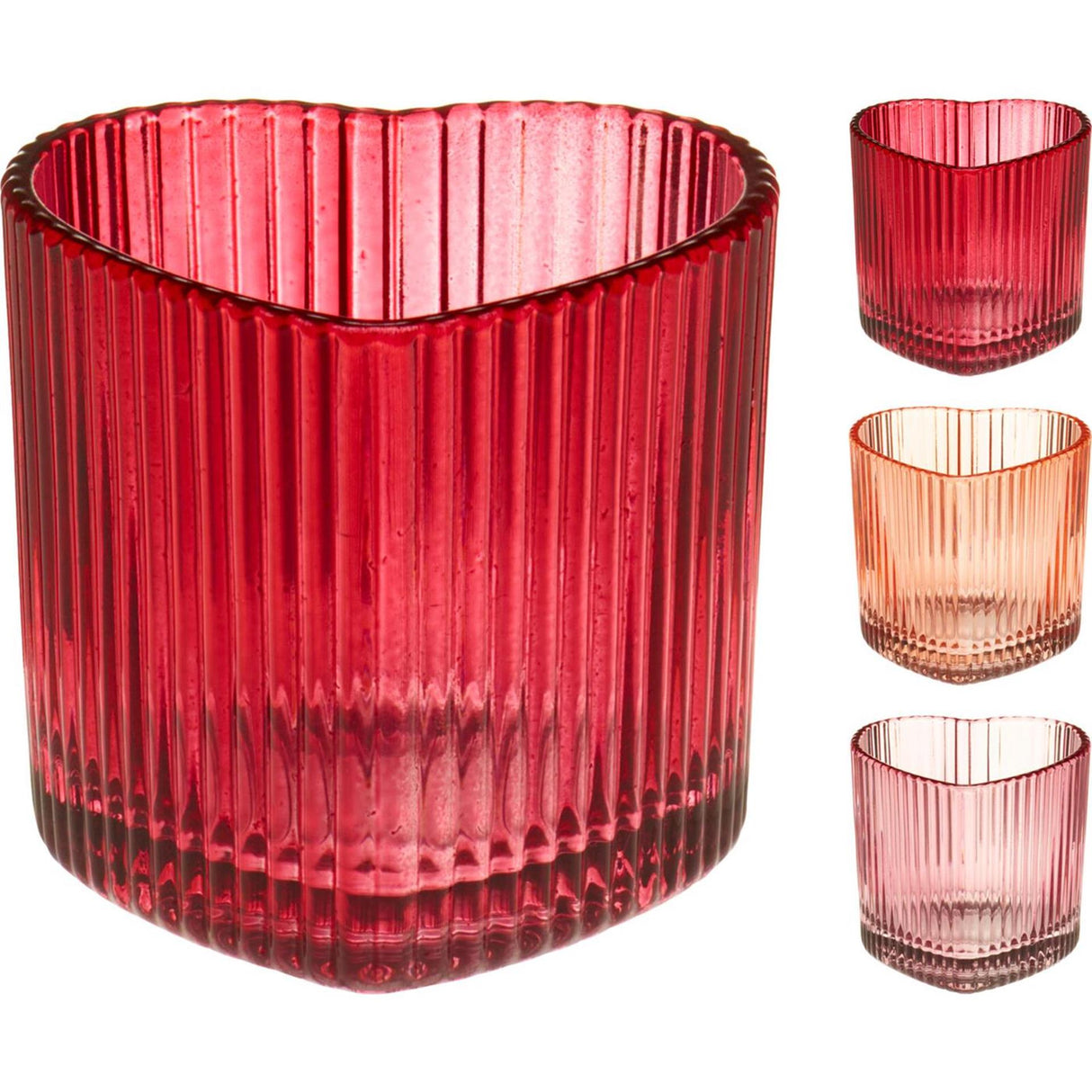 Home styling theelichthouder hart 7,5x6,5cm 3 assorti