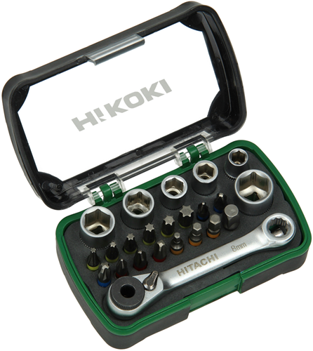 Hikoki Zubehör Bit-Set 24-teilig inkl. Stecknüsse und Ratsche sortiert – 750362