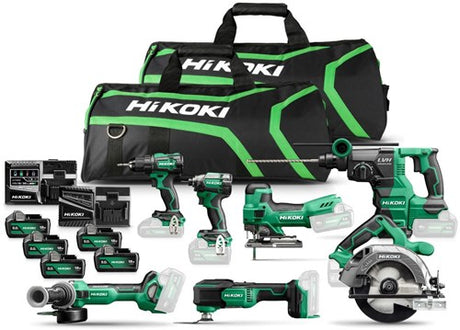 Hikoki kc18h7a 505 18v voordeelpack | 7 x 18v machines | 5 x 5.0 ah accu en snellader | in draagtas - kc18h7a-505