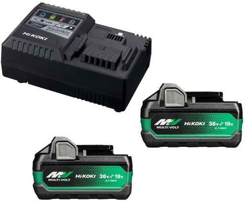 Hikoki uc18ysl3whz Booster-Pack | 2 x Multi-Volt-BSL38A18X-Batterien 5 Ah 18 V 2,5 Ah 36 V + Schnellladegerät UC18YSL3