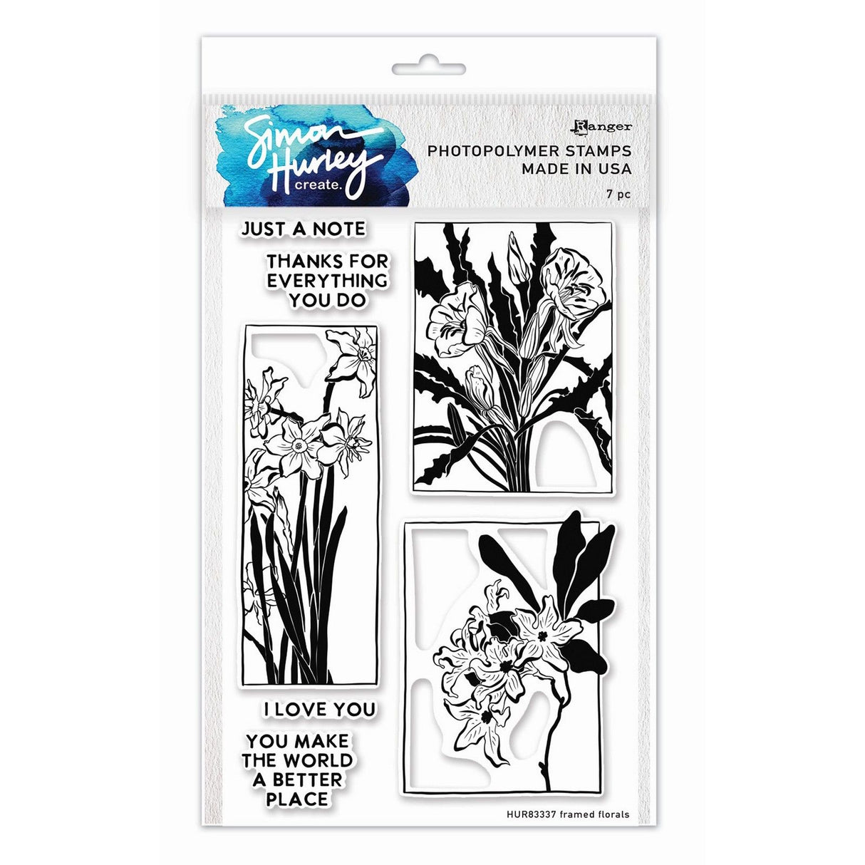 Ranger Ink Ranger • Simon Hurley erstellen. Photopolymer-Stempel mit gerahmten Blumen