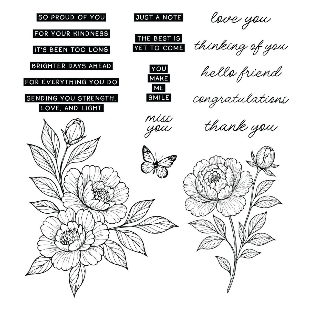 Ranger ink ranger • simon hurley create. photopolymer stamps sketched peonies