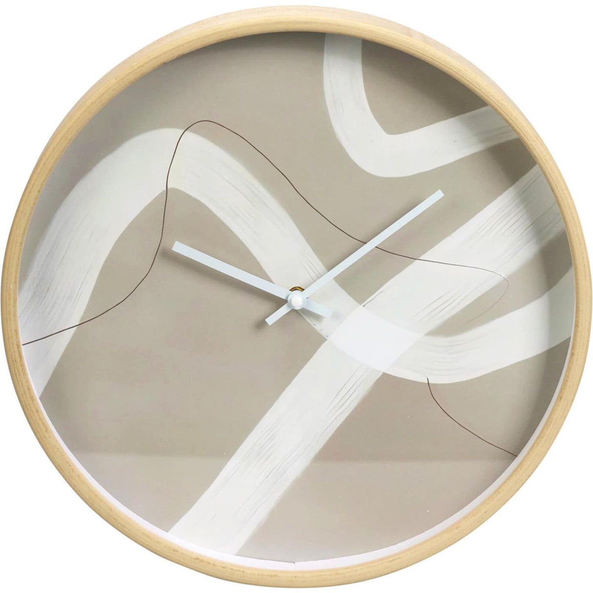 Home styling wandklok hout ã˜38cm wandklok hout ã˜38cm taupe- crã¨me