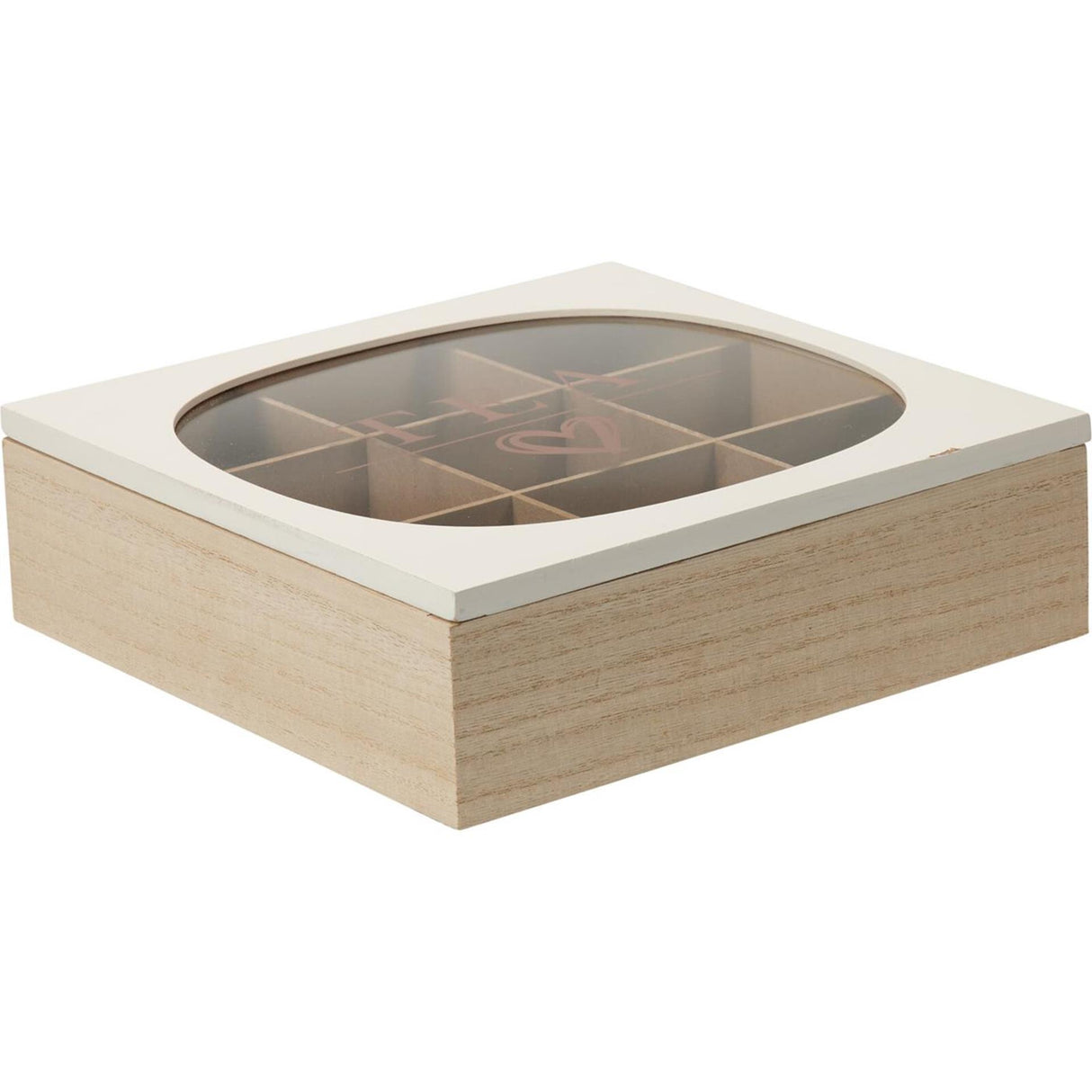 Home styling theedoos hout 24x24cm 2 assorti