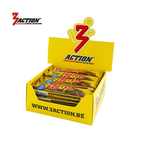 3action Proteinriegel Double Chocolate 40 Gramm – Displaybox 20 Stück – 1202030021