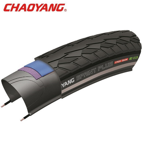 Chaoyang 28x1,75 (47-622) Sprint plus schwarzes Reflexfaden-Crocskin (1,5 mm Kevlar-Floc + Nylon-Break) W211198n