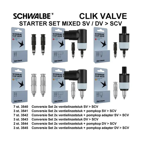 Schwalbe benelux b.v. Schwalbe Ventilumrüstsatz Clik SV-SCV DV-SCV 25-teilig