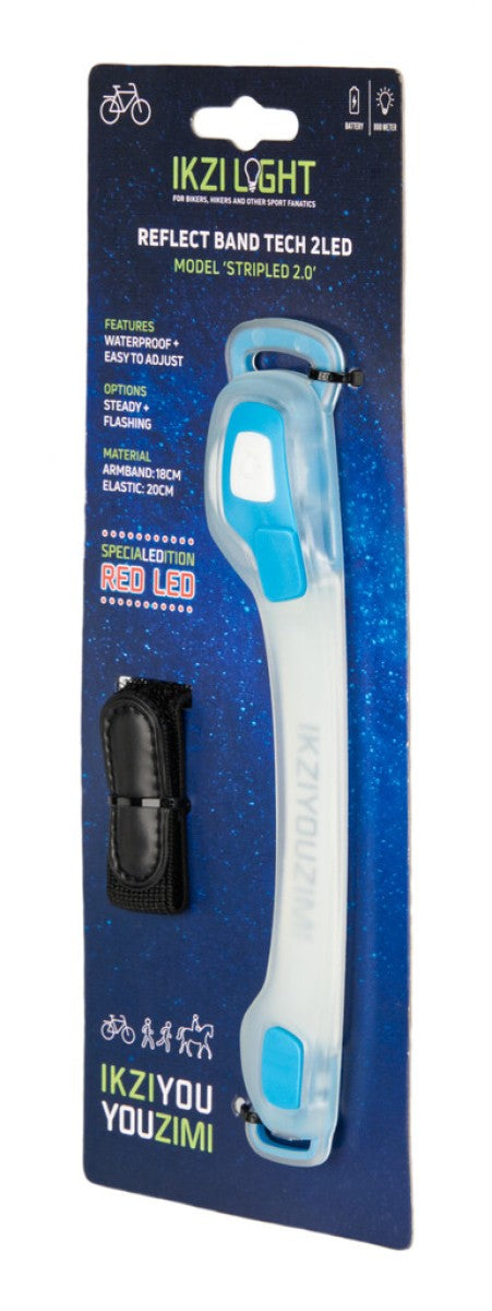 Ikzi Leuchtarmband gestreift 2x rote LED, transparent blau