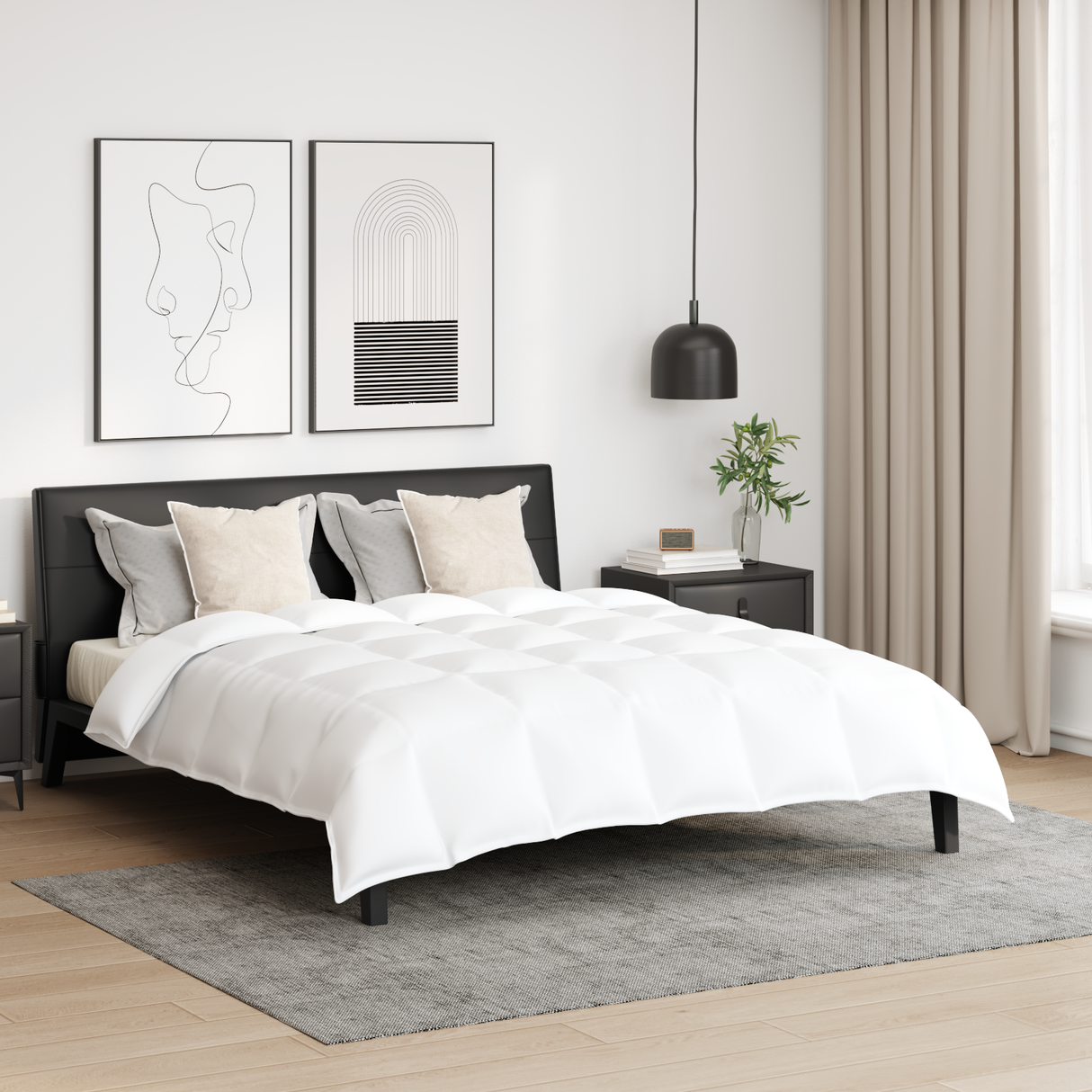 Vidaxl dekbed set met kussen 3 pcs wit donsveertjes