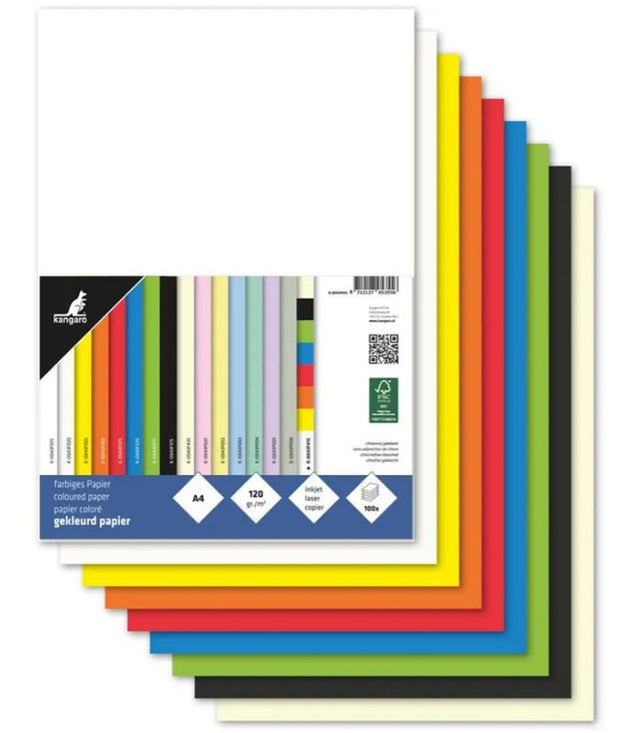 Kangaro-Kopierpapier A4 120 g, 100 Blatt, verschiedene Farben im Paket