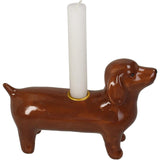 Kersten kandelaar dachshund dolomite bruin 19.8x7x13.7cm
