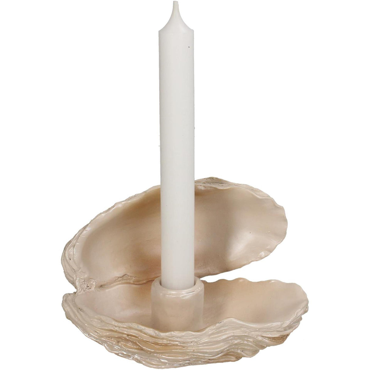 Kersten kandelaar oyster polyresin pearl 15.5x11.5x10cm