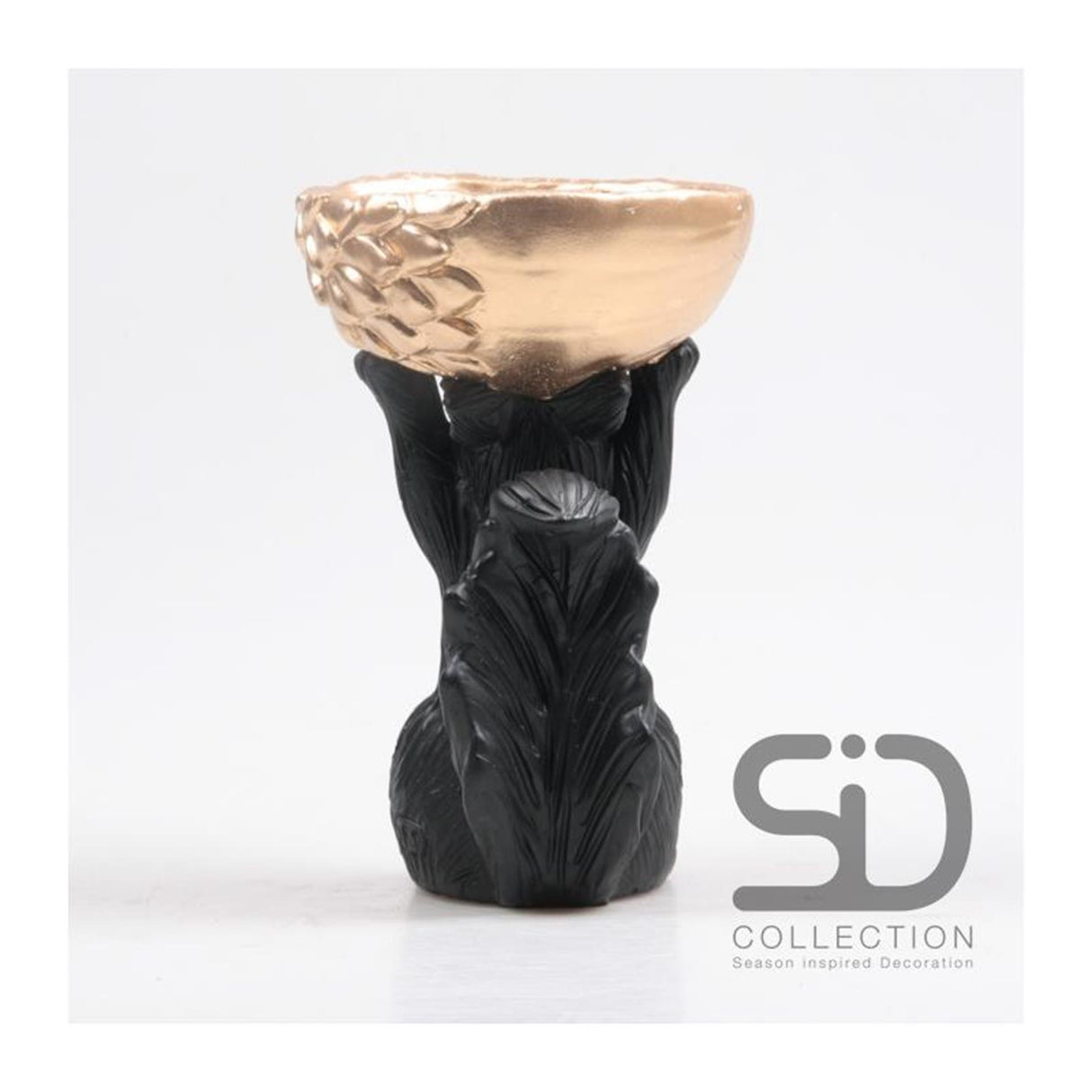 Season inspired decoration eekhoorn met bak 14x12x22,5cm zwart