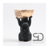 Season inspired decoration eekhoorn met bak 11x9,5x18cm zwart