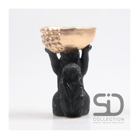 Season inspired decoration eekhoorn met bak 11x9,5x18cm zwart