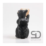 Season inspired decoration eekhoorn met waxinehouder 18x10,5x20,5cm zwart
