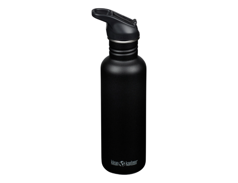 Klean Kanteen Trinkflasche – klassisch – Sportverschluss mit Flip – schwarz – 800 ml
