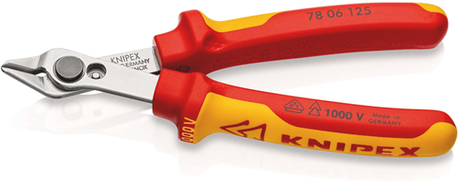 Knipex electronic super knips® vde | 125 mm lengte | geïsoleerd | meer-componentengrepen | vde-getest - 78 06 125 sb