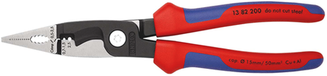Knipex elektro installatietang | meer-componentengrepen | zwart geatramenteerd | lengte 200 mm | zelfbedieningskaart blister - 13 82 200 sb