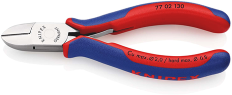 Knipex elektronica-zijsnijtang | 130 mm lengte | doorgestoken scharnier | meer-componentengrepen - 77 02 130 sb