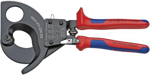 Knipex Kabelschere (Ratschenprinzip) mit Mehrkomponentengriffen 280 mm - 9531280