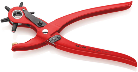 Knipex Revolverstanzzange | 220mm Länge | rot pulverbeschichtet – 90 70 220 Stk