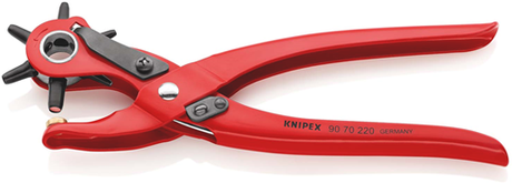 Knipex Revolverstanzzange | 220mm Länge | rot pulverbeschichtet – 90 70 220 Stk