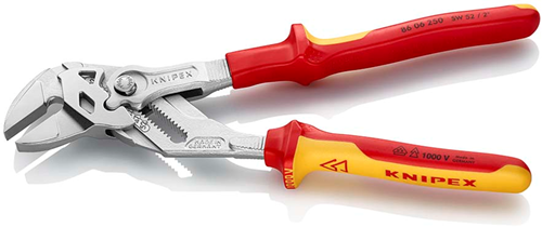Knipex Schraubenschlüsselzange | 250mm Länge | Zange und Schraubenschlüssel in einem | isoliert | Mehrkomponentengriffe - 86 06 250 sb