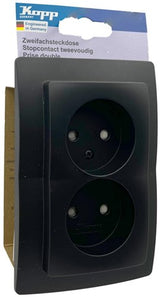 Kopp hk05 mattschwarze Einbausteckdose doppelt – 4621715