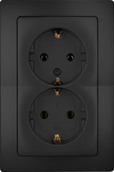 Kopp hk05 mattschwarze Einbausteckdose RA doppelt - 4621720