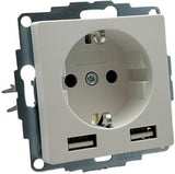 Kopp hk07 rein mattweiß Einbausteckdose RA mit 2x USB - 4624115